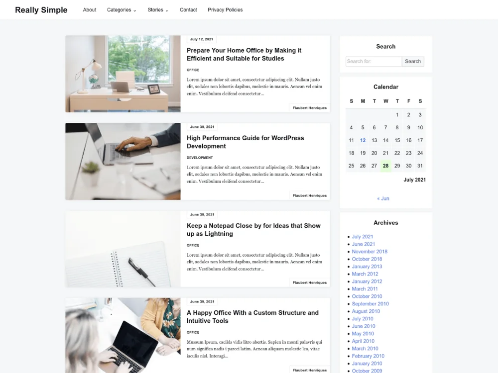 Really Simple — Free WordPress Theme | TemplateWitch — TemplateWitch