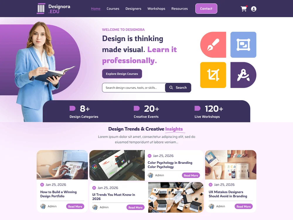 Design Course Video Html Web Designer Courses — Free WordPress Theme | TemplateWitch — TemplateWitch