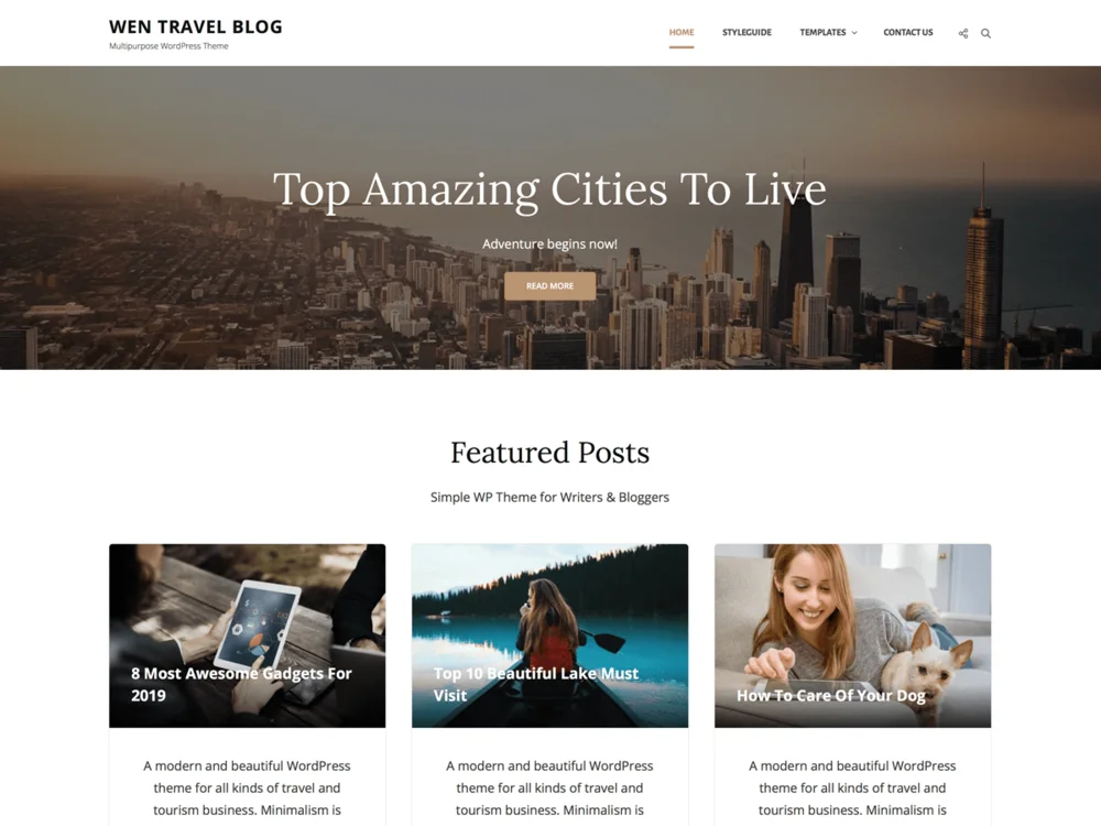 WEN Travel Blog — Free WordPress Theme | TemplateWitch — TemplateWitch